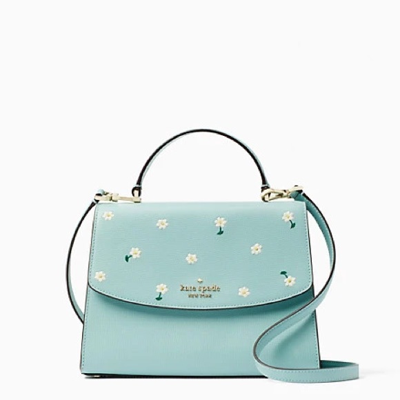 kate spade Handbags - ♠️Kate Spade Embroidered Lea Daisy Floral Top Handle Satchel Aphrodite Green NWT